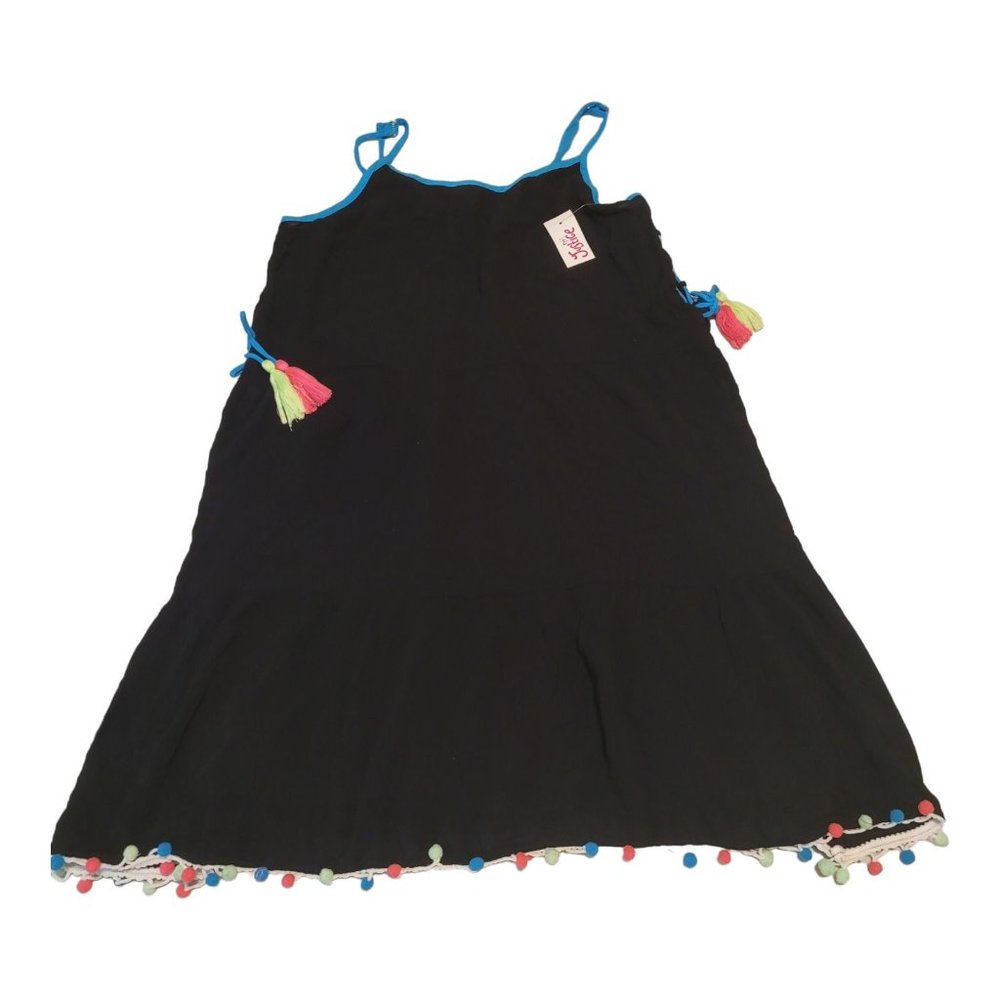 Justice Top Girls 14/16 Sleeveless Black‎ Neon Accents Nwt